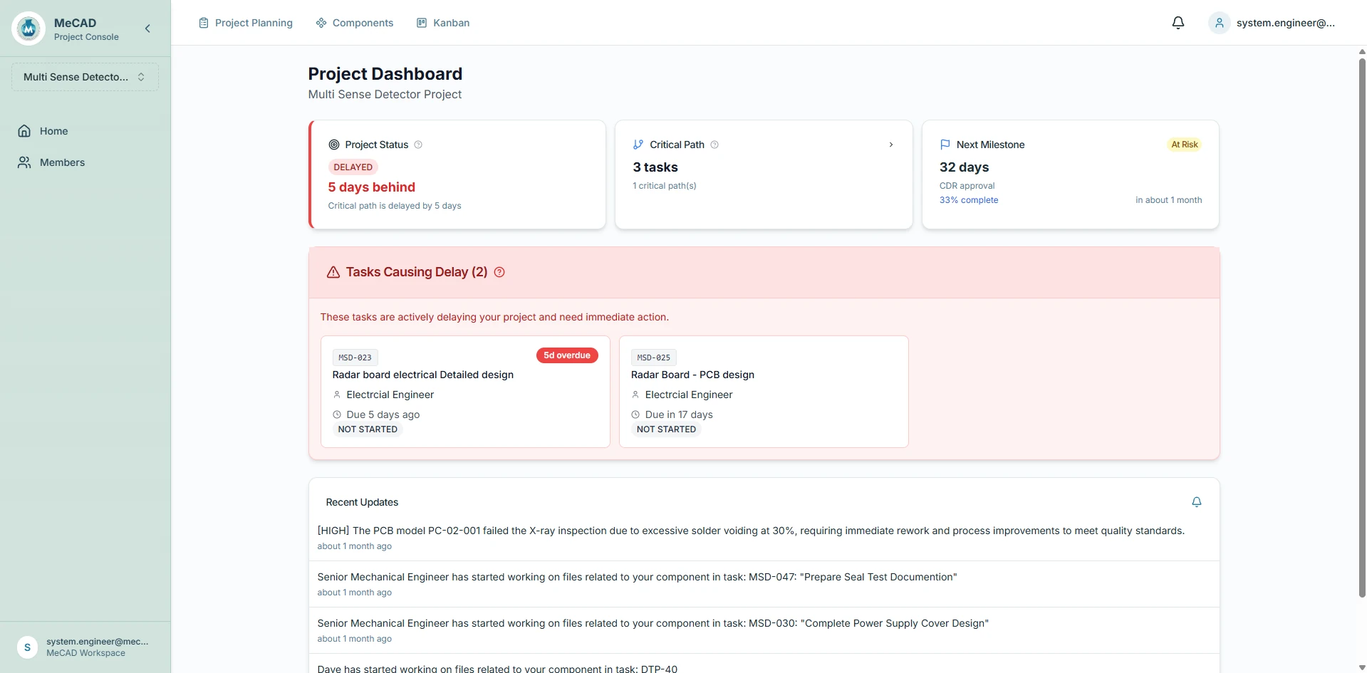 MeCAD Team Dashboard